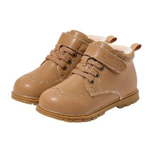 卡特兔儿童马丁靴男童秋冬新款宝宝靴子加绒保暖皮靴女童短靴