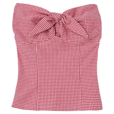 DUIDAO对倒红色格纹度假抹胸