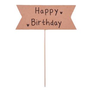 包邮小清新森系牛皮纸方牌生日快乐蛋糕插牌写字复古装饰插件插卡