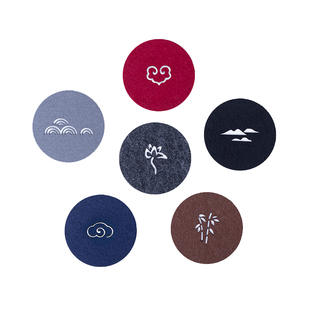 中国风创意吸水毛毡杯垫功夫茶杯托禅意隔热防烫中式镂空壶承垫子