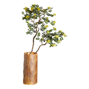 仿真绿植黄槐花树大型假树仿真树服装店装饰假植物落地盆栽摆件