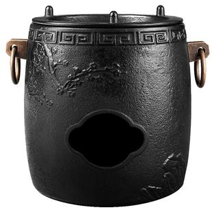 日本龙颜堂南部铁器菊花梅花风炉铸铁炉铁壶加温煮水木炭炉煮茶器