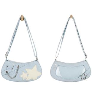 呜咚小铺原创痛包百搭微小食量单肩斜挎女腋下牛仔包女【小行星】