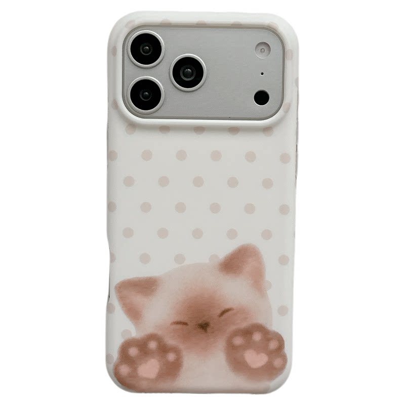 MoreRex温馨慵懒波点睡衣猫咪带链条适用苹果18手机壳iphone17promax新款18pro日韩15全包防摔保护套14女款16