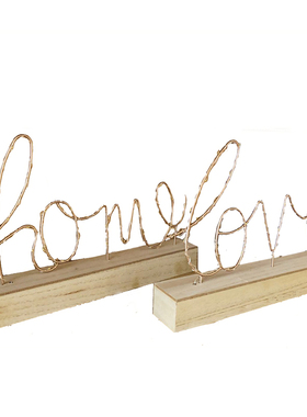 ins风金色铁艺love元素简约夜灯