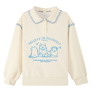 左西女童长袖polo领打底衫2026春季新款儿童卫衣大童学院风童装潮