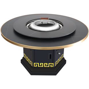 铁锅炖灶台桌烧燃气岩板桌面地锅鸡专用灶新式柴火鸡商用火锅桌子