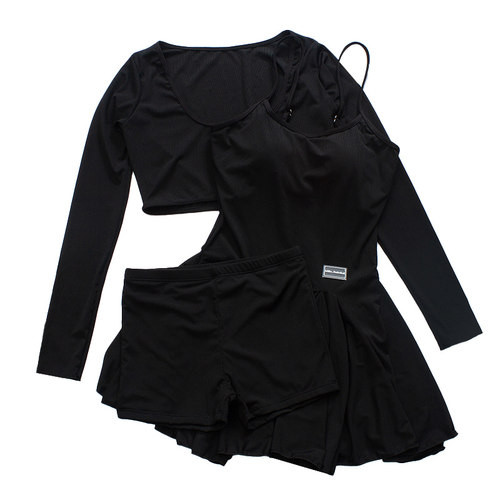 韩国潜水服女分体裙式平角显瘦防晒运动冲浪服保守学生长袖游泳衣