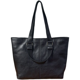 二十四街  通勤横款大容量双肩带男士牛皮托特包真皮手提单肩包