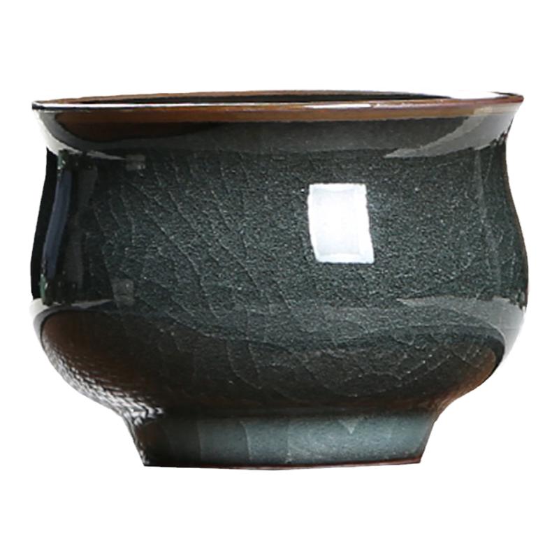龙泉青瓷哥窑铁胎手工精修品茗杯
