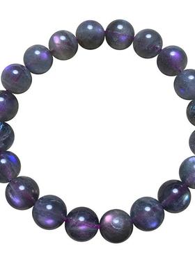 天然紫彩拉长石手串时尚饰品情侣