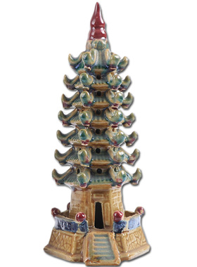 MF陶瓷七层塔中式书房装饰小摆件
