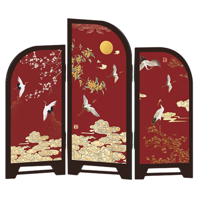 中古风摆画屏风水墨竹高级感玄关柜桌面摆件创意小众电视柜装饰画