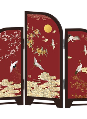 中古风摆画屏风水墨竹高级感玄关柜桌面摆件创意小众电视柜装饰画