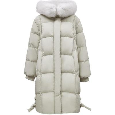 ONLY鹅绒毛领中长款羽绒服