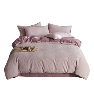 60支长绒棉提花床上四件套纯棉全棉磨毛2025新款秋冬加厚被套床单