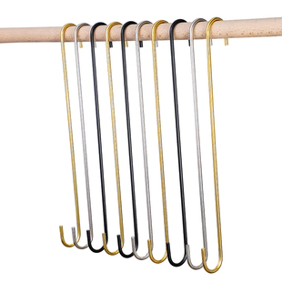 服装店s钩S型挂钩金属长钩圆S勾挂衣服长钩铁挂钩子金色衣架钩