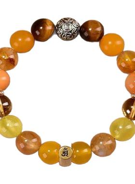 五福缺金补金喜用金三合手链