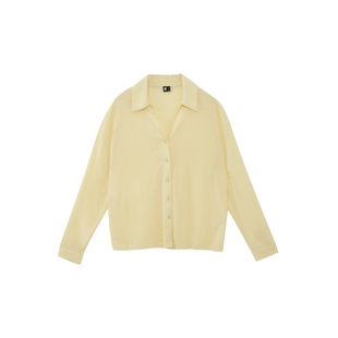 oneup莱赛尔美利奴羊毛衬衫外套女春季小个子宽松v领针织开衫上衣