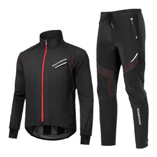 洛克兄弟骑行服套装秋冬季抓绒保暖长袖长裤户外单车运动服男女款