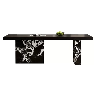 意式纯黑下挂岩板餐桌极简现代