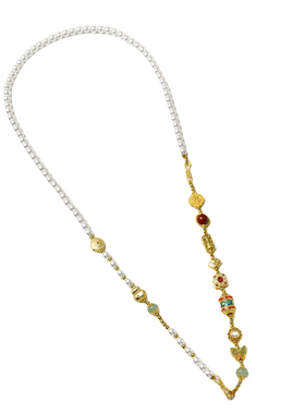 一款多戴古法镀金珍珠贝项链手链宋锦双面吊坠挂链佛牌唐卡吊坠链