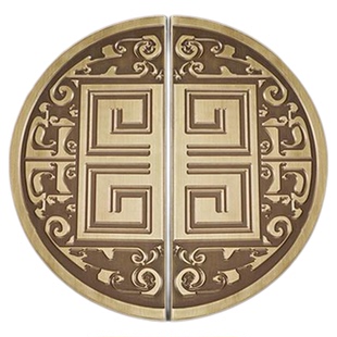 新中式祥云大门把手仿古铜半圆形钢化玻璃门拉手木门黑色简约定制