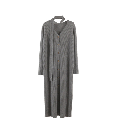 坑条气质打底过膝长裙