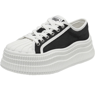 百丽女鞋厚底贝壳头透气小白鞋子女夏季新款半拖包头凉拖B2549BH5