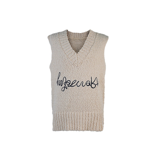 aaaaxbbb尤菲米娅优等生 字母v领针织马甲女两色短款毛衣背心