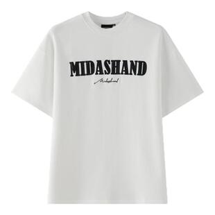 MIDASHAND男生蟒纹字母刺绣短袖夏季美式重磅T恤新款男士圆领上衣