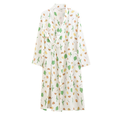 日式纯棉纱布大码胖mm睡袍