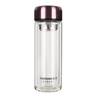 精品商务高硼硅双层玻璃杯隔热小巧便携带滤网女可爱小容量200ml