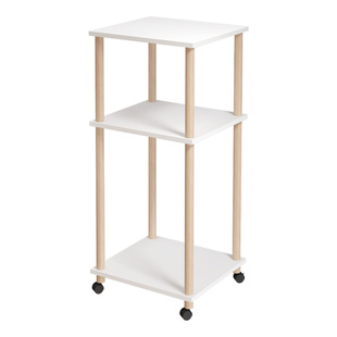 电脑主机托架打印机置物架可移动落地多层滚轮架子桌边收纳架实木