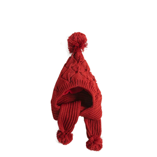 女宝宝国风新年红儿童帽子冬季保暖宝宝套头帽可爱围巾一体护耳帽