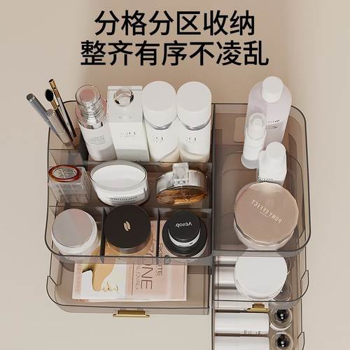 化妆品收纳盒宿舍整理塑料桌面盒口红抽屉式桌上箱置物架整理物置