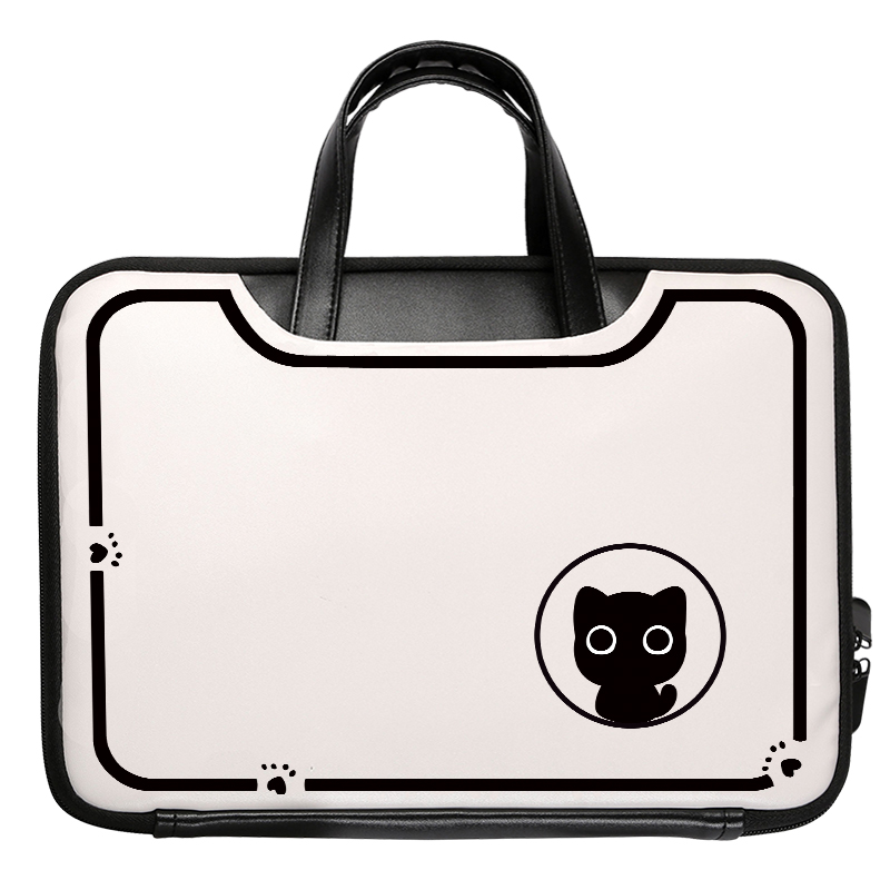 黑色圆圈小萌猫2023新款适用华为14寸电脑包苹果笔记本macbook13手提电脑包防震防水可爱小清新时尚女通勤
