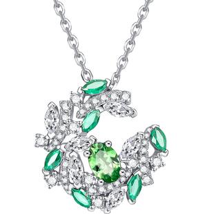 MUYE/牧野彩宝 925纯银项链女天然沙弗莱藤蔓锁骨链情人节礼物