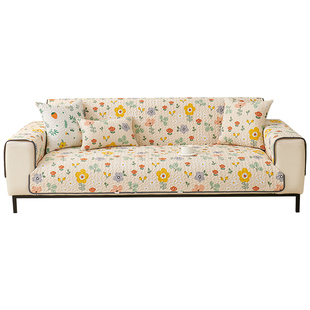 布艺全棉沙发垫四季通用2026新款防滑皮坐垫子套罩盖布巾两侧扶手