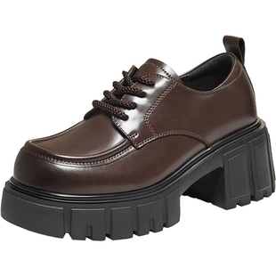 TATA他她乐福鞋女新款加绒增高鞋子牛津鞋通勤单鞋小皮鞋CHY05CM5