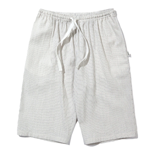 bbeeeenn棉麻儿童宽松短裤男女中大童条纹简约夏季新薄款五分裤子