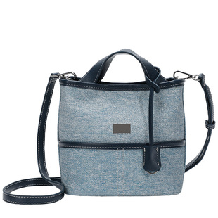 高级感小众菜篮子包包女2026新款小斜挎包通勤手提水桶牛仔单肩包