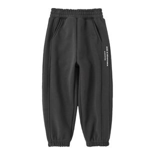 儿童加绒裤子秋冬新款中大童加厚卫裤男童校裤一体绒保暖运动裤冬