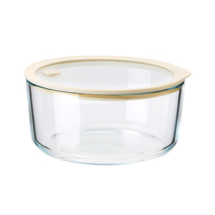 玻璃饭盒圆形微波炉专用上班族便当盒带盖密封保鲜碗带饭水果餐盒