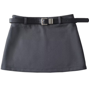 美式辣妹风性感低腰西装口袋超短裙防走光a字迷你裙半身裙西装裙