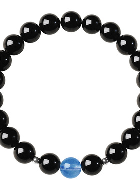 宫里上新天然黑曜石海蓝宝手串