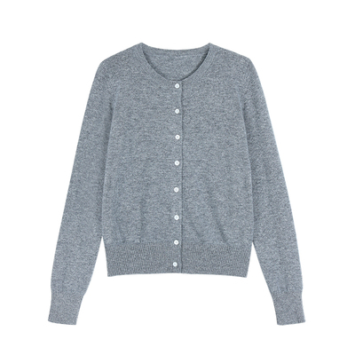 pusumede 松弛时分 1OO羊毛圆领长袖针织开衫女气质慵懒软糯上衣