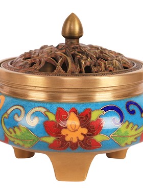 中艺堂景泰蓝香炉珐琅铜纯仿古