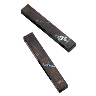 荷石水鸟图 原木嵌黄铜镇尺一对书法压纸石 红木镇纸 实木质学生黑檀木毛笔书画压尺文镇镇石压书定制刻字
