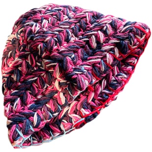 IU同款帽子女秋冬手工针织粗毛线渔夫帽韩版复古混色乞丐水桶盆帽